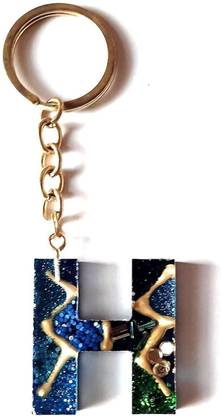 Revees Clive Ocean Design Resin Alphabet "H" Initial Letter Keychain Key Ring Purse Handbags Key Chain