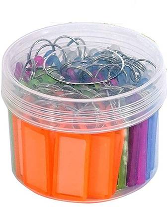 greencom Pk Of 50 Multicolor Keyring & Keychain with Name Tag Labels Made in India Key Chain