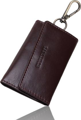 TANSTITCH Full Grain Leather Keychain | Brass Finish Metal Fittings | Rust Proof Fittings Key Chain