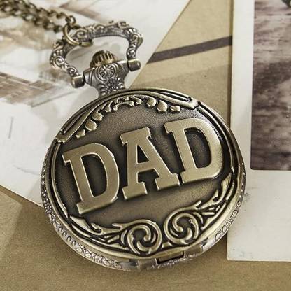 gtrp DAD-IN-BLOCK Metal pocketwatch Numeric Clock dial Keychain Key Chain