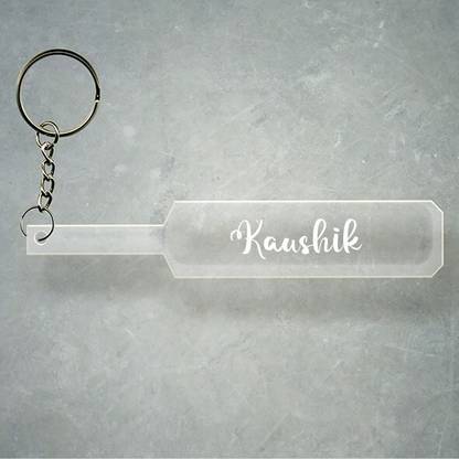 SY Gifts Cricket Bat Logo Design With Kaushik Name Key Chain
