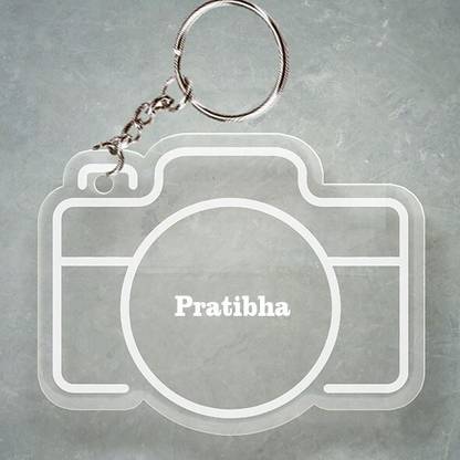 SY Gifts Camera Design Keychain With Pratibha Name Key Chain