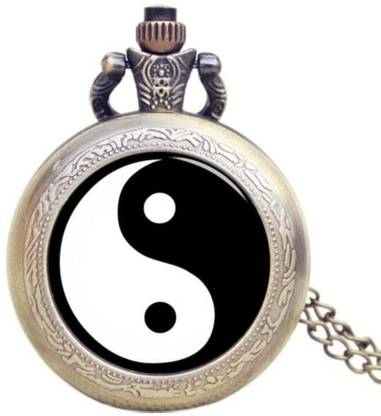 Jainsburys Yin Yang Pocket Watch Gandhi Vintage Style keychain Key Chain