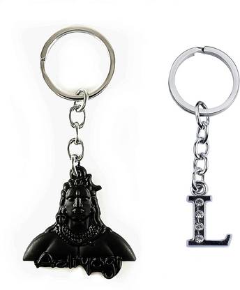 Newview L Alphabet Lord Shiva Adiyogi Mahadev Black Metal Keychain Key ...