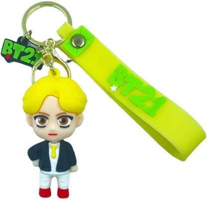 Shopeekendar BTS BT21 Jimin Character Silicon Rubber 3D Keychain with Lanyard Hook Key Chain