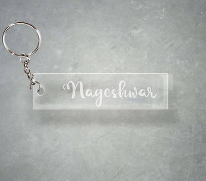 SY Gifts Nageshwar Name Transparent Engraving Keychain F1 360 Key Chain