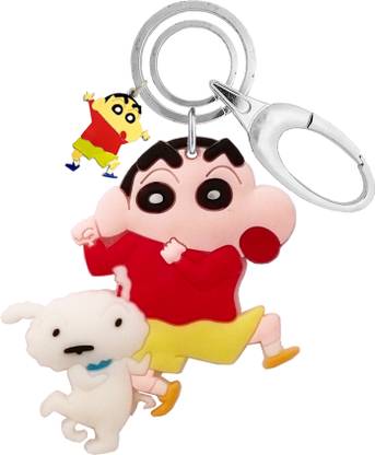 MGP FASHION Double Sided Shinchan Shiro Cartoon PVC Rubber Character Shinchan Key Chain