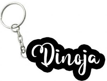SY Gifts Dinoja Black White Name Keychain Key Chain