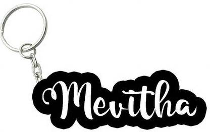 SY Gifts Mevitha Black White Name Keychain Key Chain