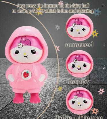 RR Shopping Zone Kitty Face Changing, Cute Cartoon Figure with Three Expressions Key Chain