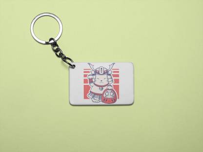 Rushaan Maneki Neko lucky cat - Printed acrylic animated Keychain(Pack Of 2) Key Chain
