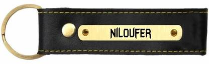 SY Gifts Niloufer Name Black Leather Keychain Key Chain