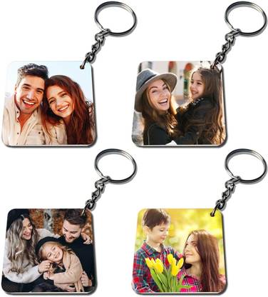 Convay Photo Keychain Wooden Front Photo Print set 4 Key Chain