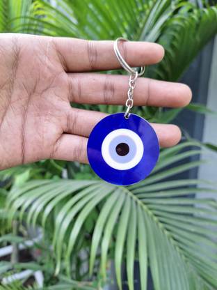 Maitri MDF Wooden Sublimation Greek Evil Eye Keychain For Good Luck Protect Pack Of 1 Key Chain