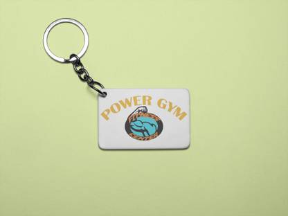 REVAMAN Power Gym, Fitness Center, (BG Yellow, Orange and White) - (Pack Of 2) Key Chain