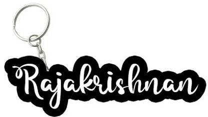 SY Gifts Rajakrishnan Black White Name Keychain Key Chain