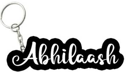 SY Gifts Abhilaash Black White Name Keychain Key Chain