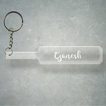 SY Gifts Cricket Bat Logo Design With Ganesh Name Key Chain