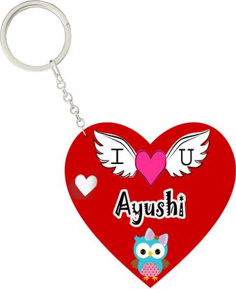 MorFex Ayushi Name Beautiful Heart Shape Arclic Keychain Best Gifts for Your Special Key Chain
