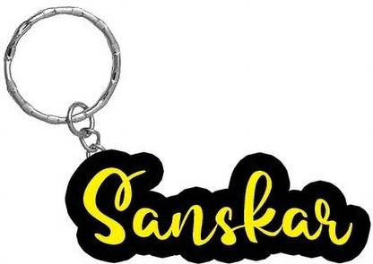 SY Gifts Sanskar Name Black Yellow Name Keychain Key Chain