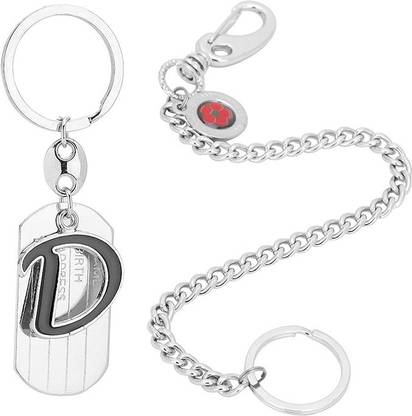 Newview Alphabet Letter D Silver Black & Chain Challa Locking Key Chain Key ring Key Chain