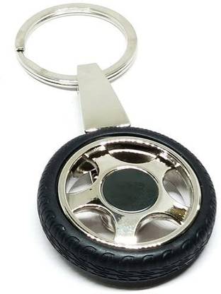 n v p Silver Metal Tyre Shaped KeyChain Spinning Tyar Rotary Wheel key Rings Key Chain