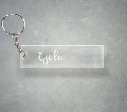 SY Gifts Golu Name Transparent Engraving Keychain F1 4 Key Chain