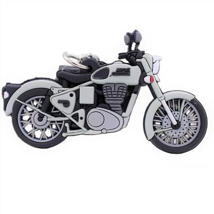 Keymaster Double Side Classic Bulet Bike Rubber Grey Key Chain