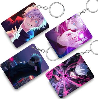 kart-in Premium (Pack of 4) Satoru Gojo Anime Printed Keychain For Scooty , Car, Bike Key Chain