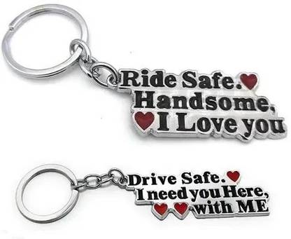 Virom Drive Safe and Ride Safe Metal Keychain For Bike,Car,Home,Office Keys(Pack of 2) Key Chain