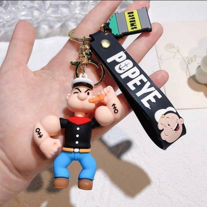 Mubco Popeye 3D Keychain | Strap Charm & Hook | Anime Cartoon Model Toys Gift Key Chain