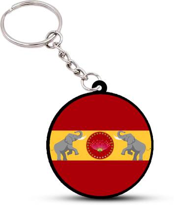 VINODHANA Vijay Keychain | TVK Flag Keychain | Douple side Printed Round shape Key Chain