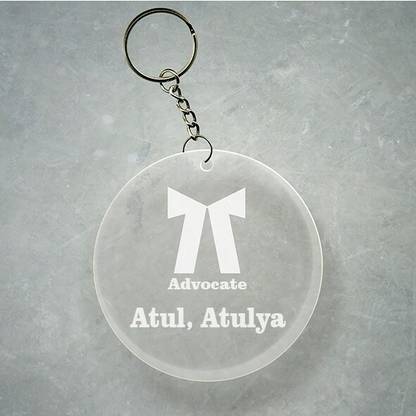 SY Gifts Advocate Logo Desigh With Atul, Atulya Name Key Chain
