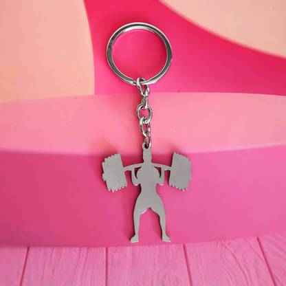 Sullery Personalized Weightlifter Gift For Him Silver Stainless Steel Keychain LCK068 Key Chain