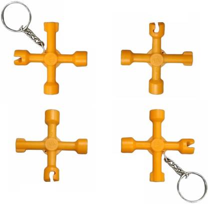 Sparesdeal Triangle Key 4 Way Multikey for Cabinet, Meter box, CNC Panel, Electric Panel Key Chain