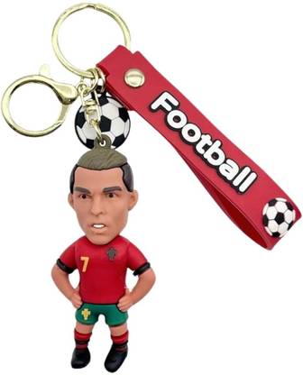 Birthday Popper Ronaldo Football Keychain with lanyard–3D Cartoon Jersey Design Key Chain
