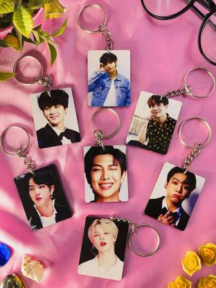 Since 7 Store BTS All 7 Members Jk, Jhope, V, Suga, Jin, Jimin, RM, Double-Sided Printed Combo Key Chain