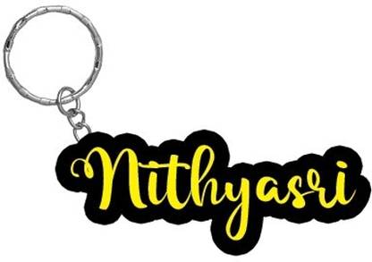 SY Gifts Nithyasri Name Black Yellow Name Keychain Key Chain