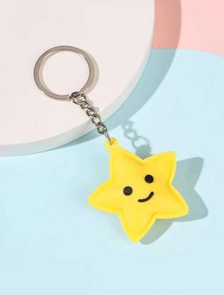 heeva creation Cute Star Shape Keychain for Bag/ Door Key-Ring/ car Key,(1 Piece). Yellow Key Chain