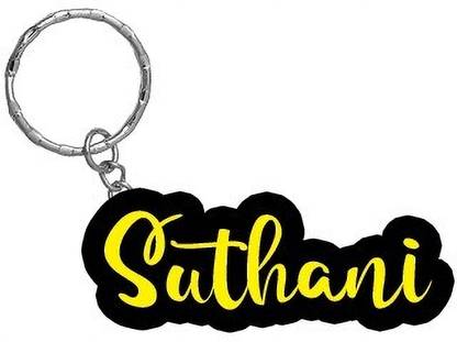 SY Gifts Suthani Name Black Yellow Name Keychain Key Chain