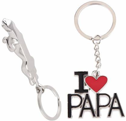 Newview Metallic Jaguar Car Logo and I Love Papa Key Chain Key Chain