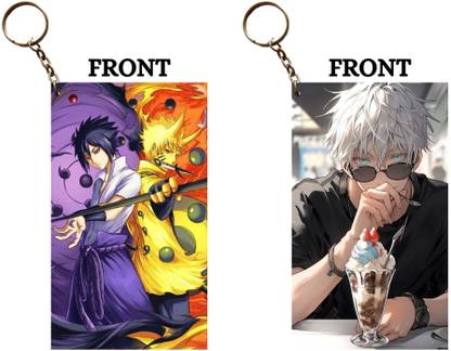 Hariyaali Enterprises LLP NARUTO SASUKE RIVALRY X GOJO EATING ICE CREAM Unique Style 2 pcs Combo Key Chain