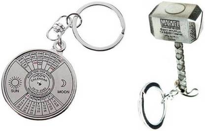 Madhuraj Combo of 50 Year Calendar and Silver Marvel Hammer Metal Key Chain