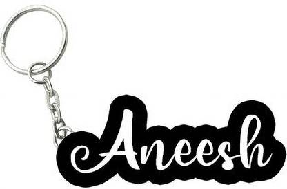 SY Gifts Aneesh Black White Name Keychain Key Chain