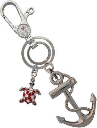 SHOKY LOOKS Beautiful Anchor Design Stainless Steel Locking Lock With Red Beautiful Turtle Key Chain