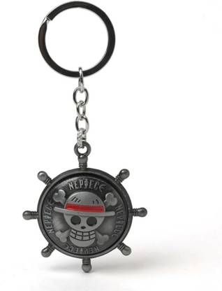 Deethyas Fashion One Piece Luffy Logo Jolly Roger Beautiful Rotating Metal Keychain Key Chain
