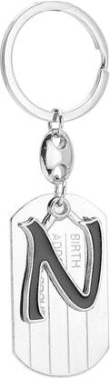 Newview English Alphabet Letter N Silver Black Metal Keychain for Car Bike Keyring Key Chain