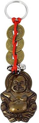 Occident Laughing Buddha Chinese Coin Lucky Keychain for Bike, Car, Bags, Men, Women Key Chain