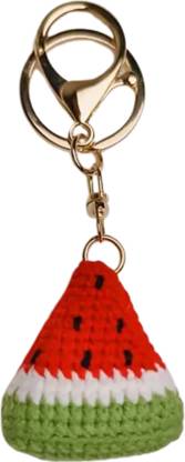 Snowys Shop Handmade Crochet Watermelon Keychain for Girls- Cute Yarn Charm, Bag Accessory Key Chain