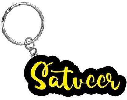 SY Gifts Satveer Name Black Yellow Name Keychain Key Chain